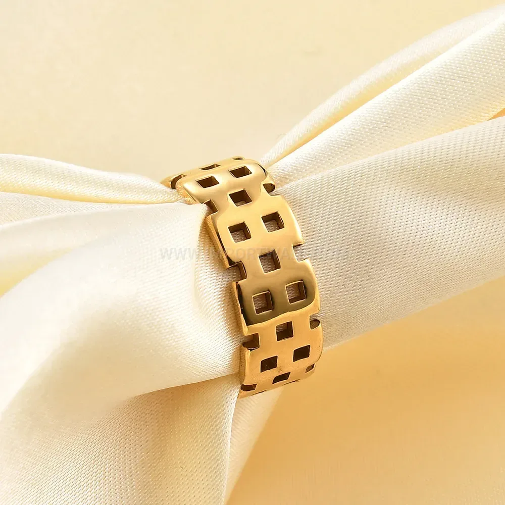 Modern Hollow Watch Strap Style Stainless Steel Band Ring