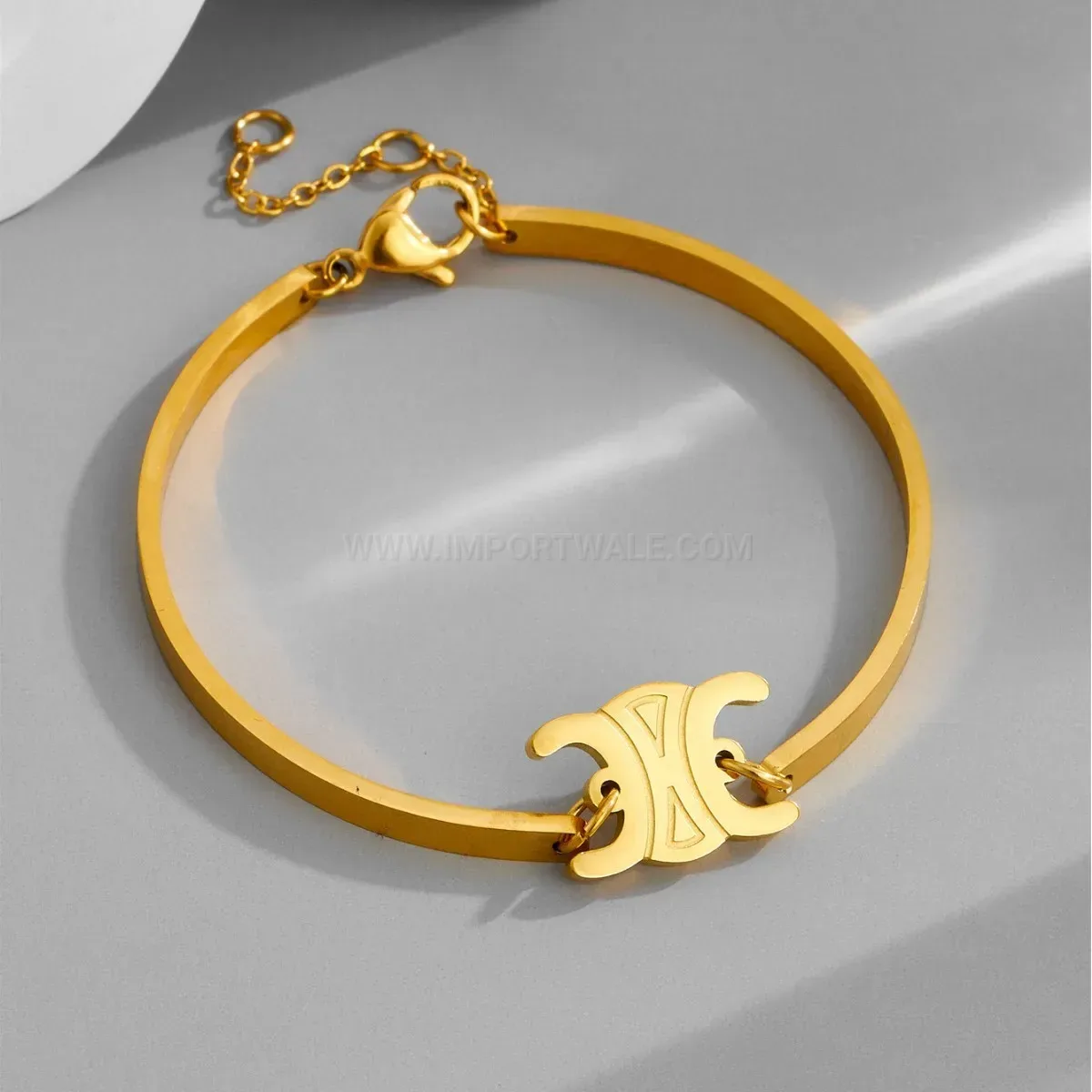 Stylish Vintage Arc de Triomphe Titanium Steel Letter Bracelet