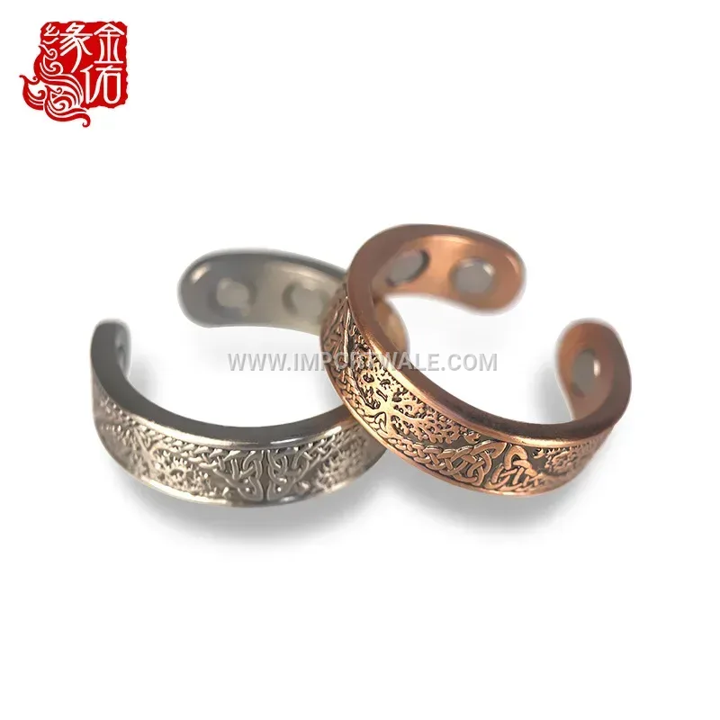 Tree of Life Adjustable Red Copper Magnetic Open Ring