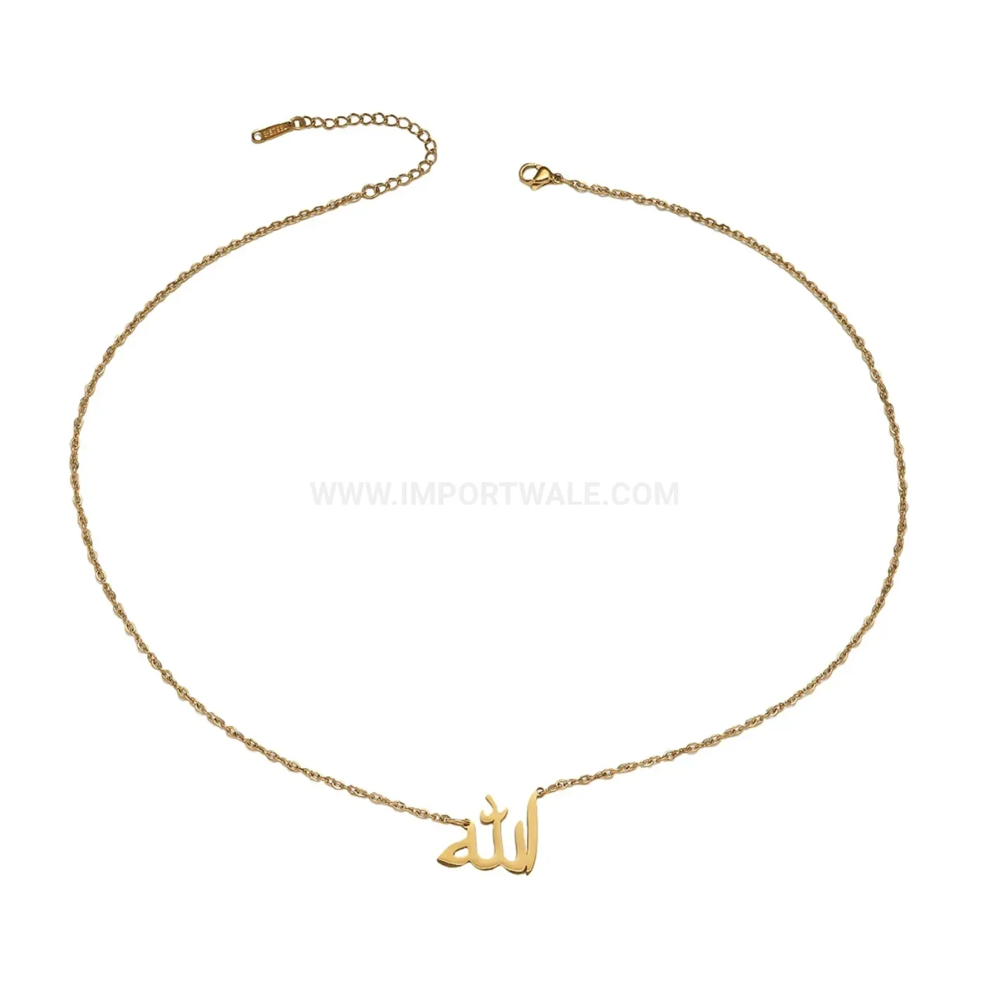 Trendy Minimalist Stainless Steel Arabic Allah Symbol Pendant Necklace