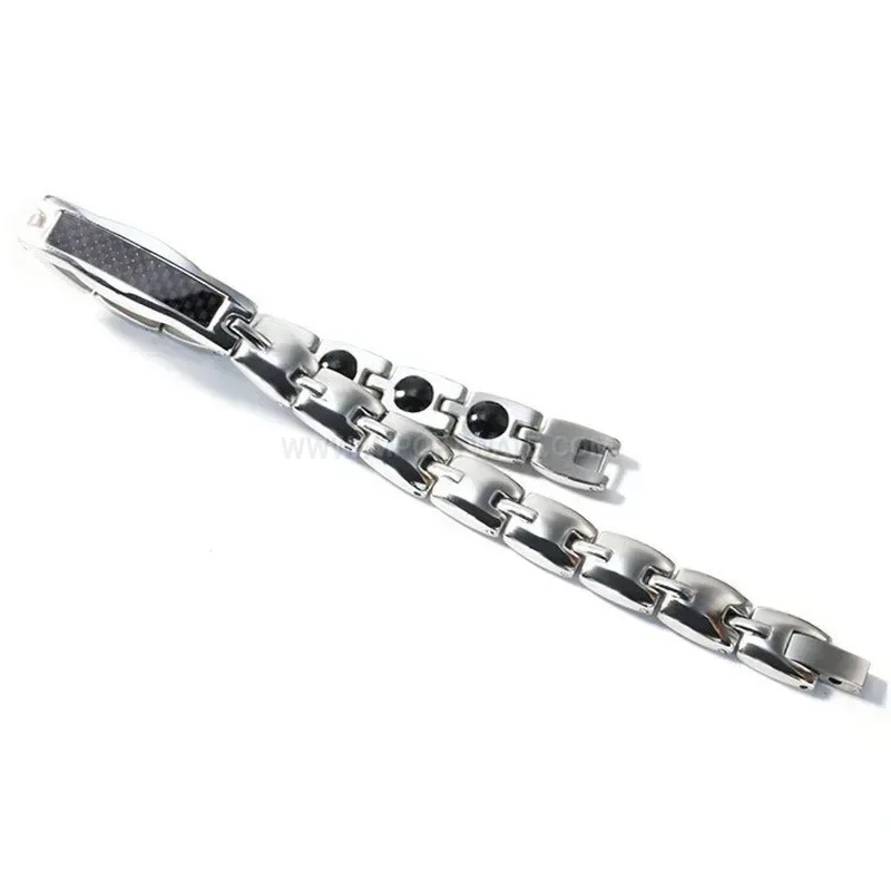 Stylish Carbon Fiber Inlaid Titanium Steel Bio Magnetic Bracelet