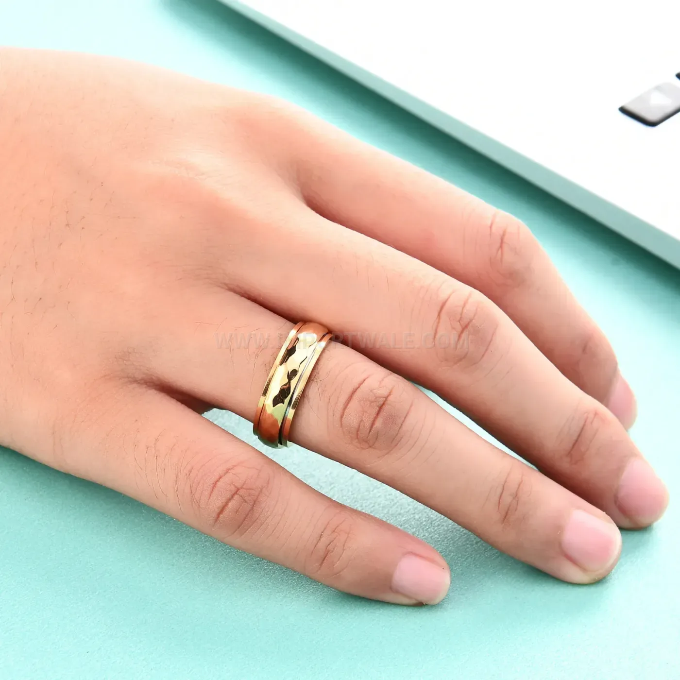 Premium Faceted Spinner Stainless Steel Band Ring 6mm