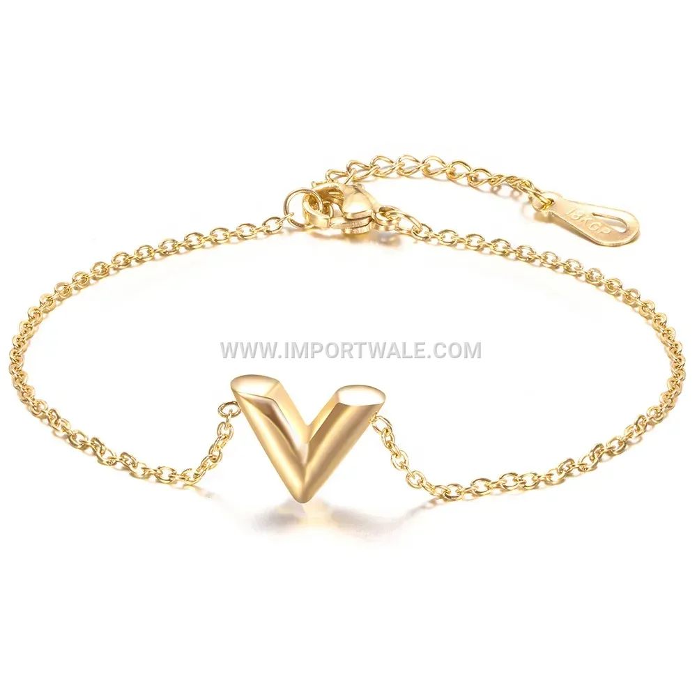 Stainless Steel V-Shaped Geometric Link Bracelet with O-Chain