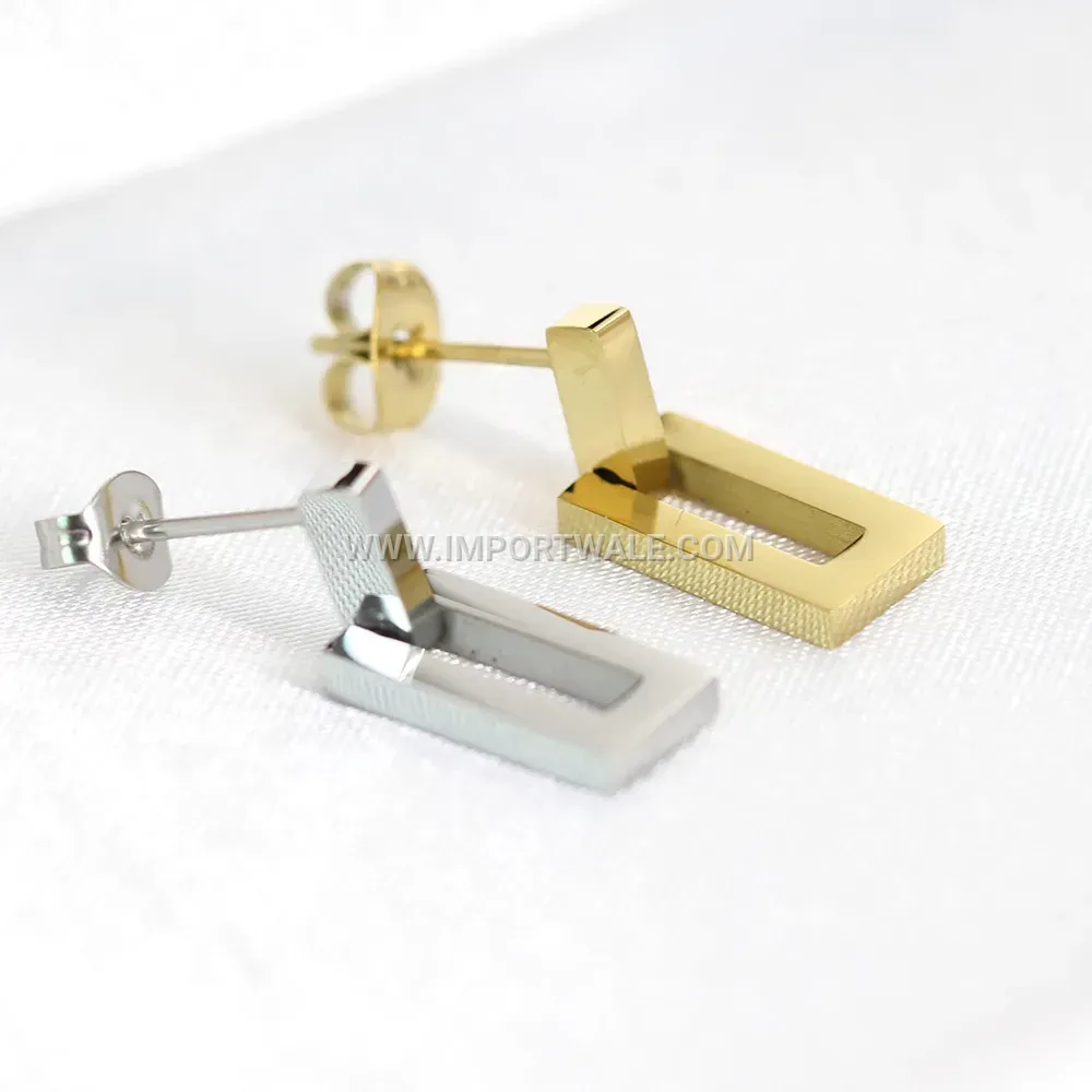 Hollow Rectangular Stainless Steel Drop Earrings