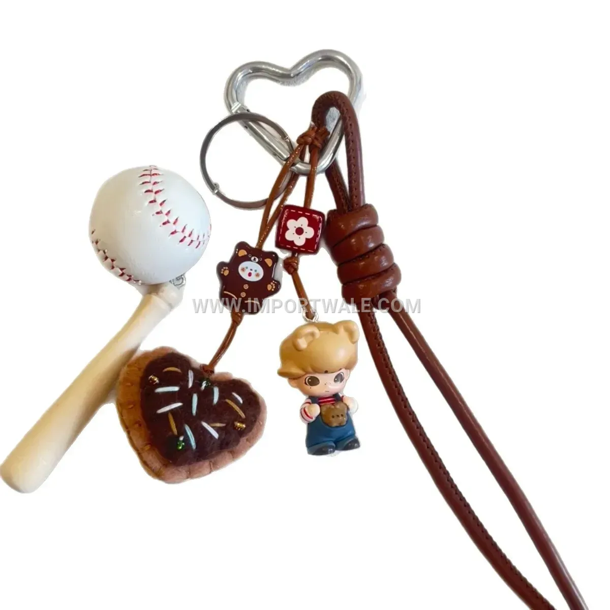 American Vintage Baseball Style Resin Figure Bag Creative Key chains