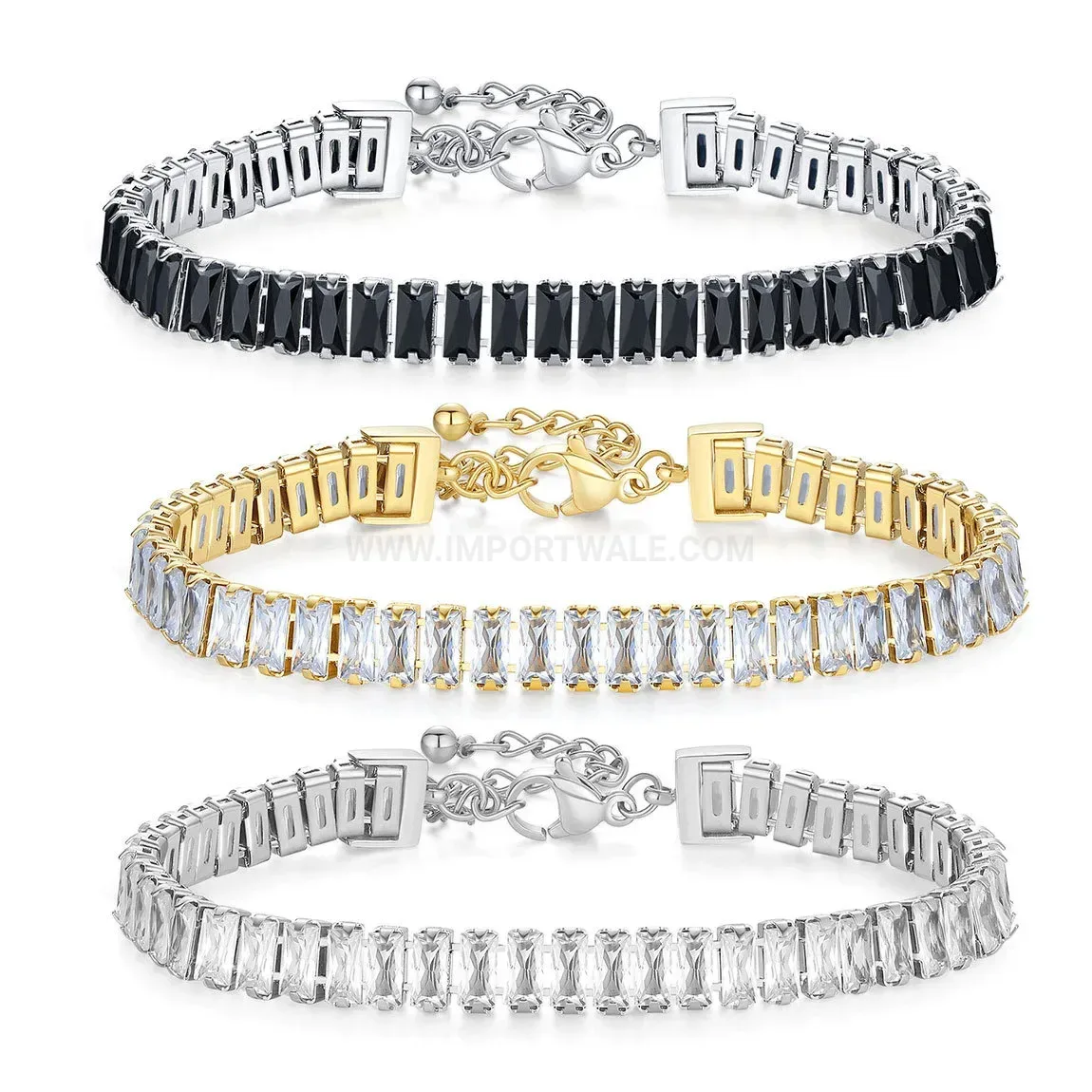 Minimalist Stainless Steel Single Row Zircon Pavé Tennis Bracelet