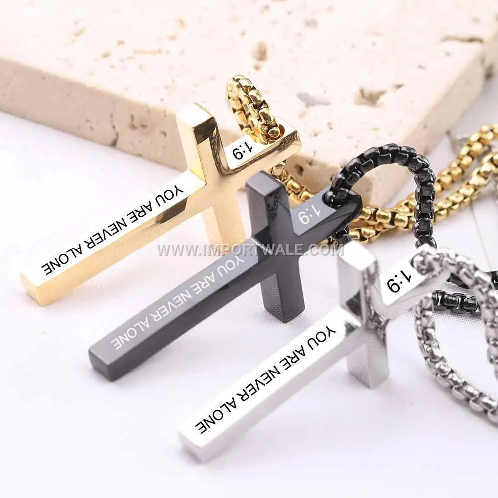 Minimalist Stainless Steel Cross Pendant Necklace