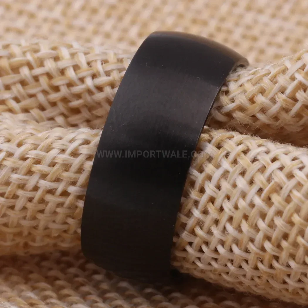 Fashion Brushed Black Stainless Steel Men's Band Ring