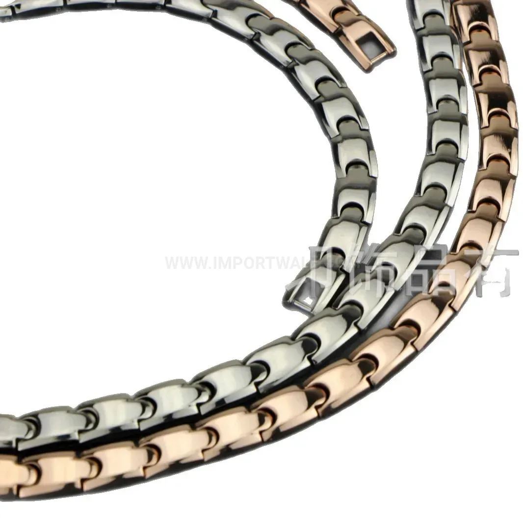 Fashion Geometric Bio Magnetic Steel Necklace With Hematite Stones