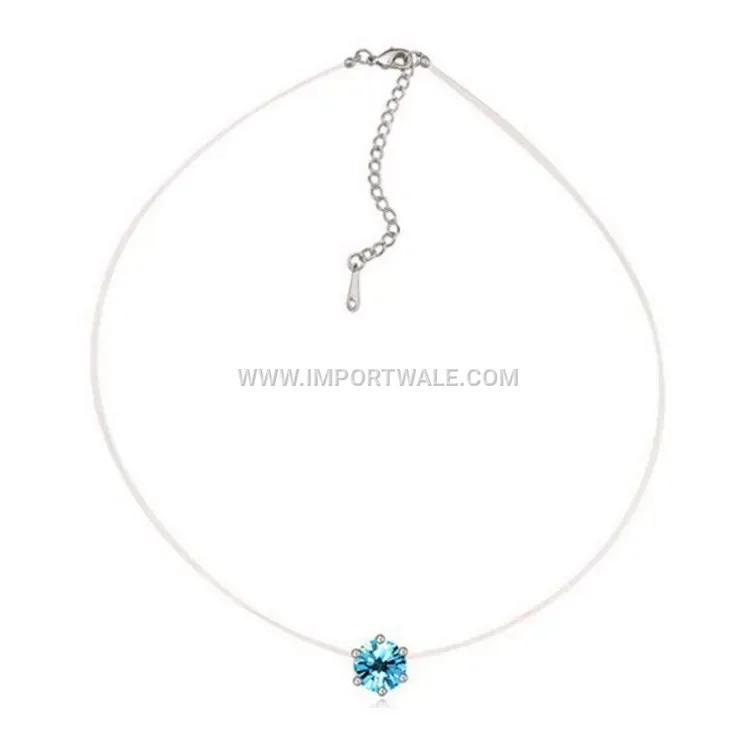 Minimalist Alloy Fishing Line Choker with Crystal Star Pendant