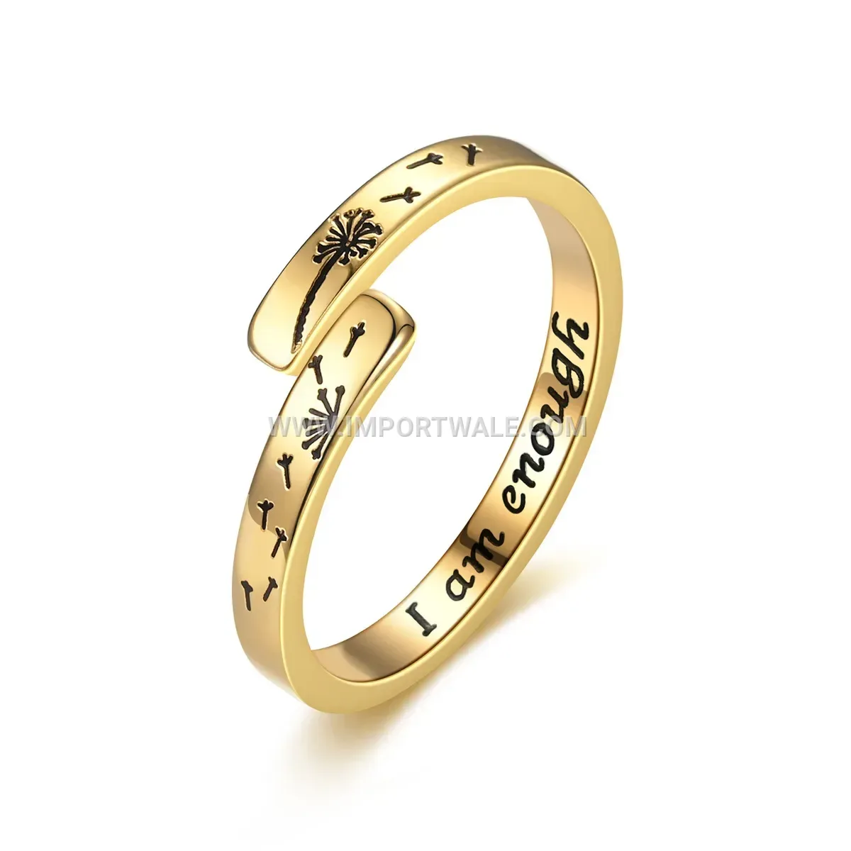 Stainless Steel Dandelion Open Adjustable Ring