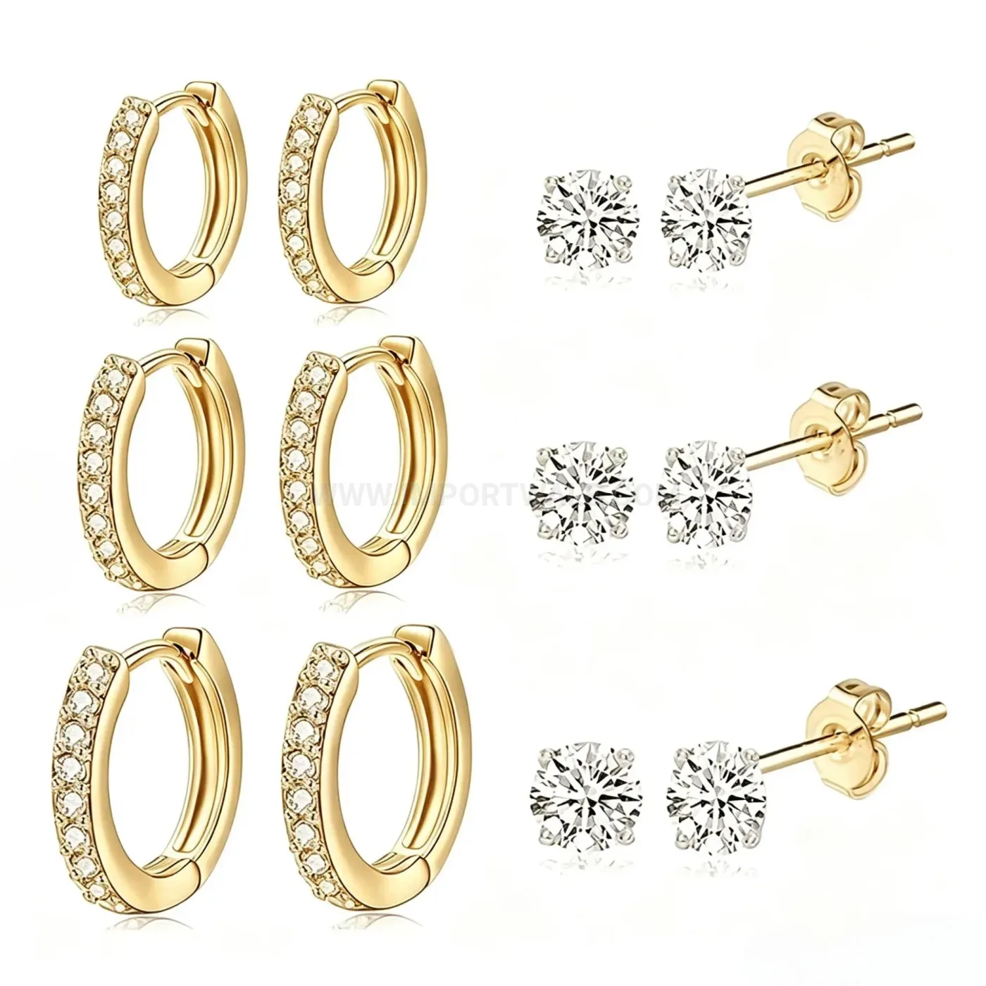 Trendy Constellation Zirconia Stainless Steel Piercing Hoop Stud Set