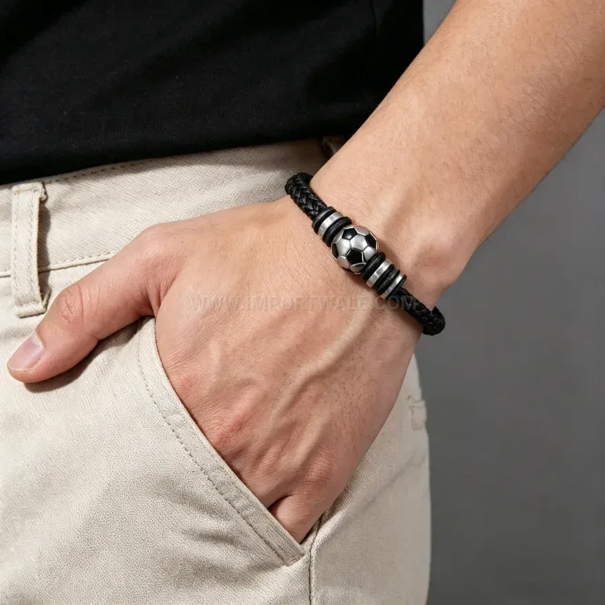 Classic Woven Leather Cord Bracelet with Magnetic Clasp Accents