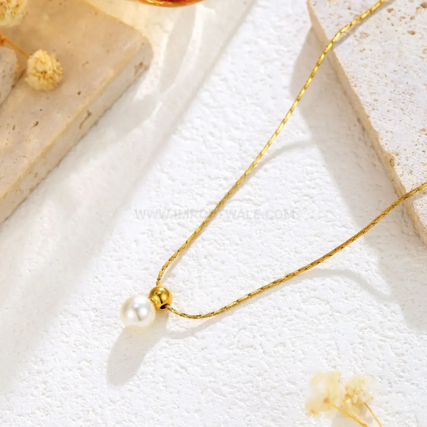 Dainty Pearl Titanium Steel Delicate Chain Choker Necklace