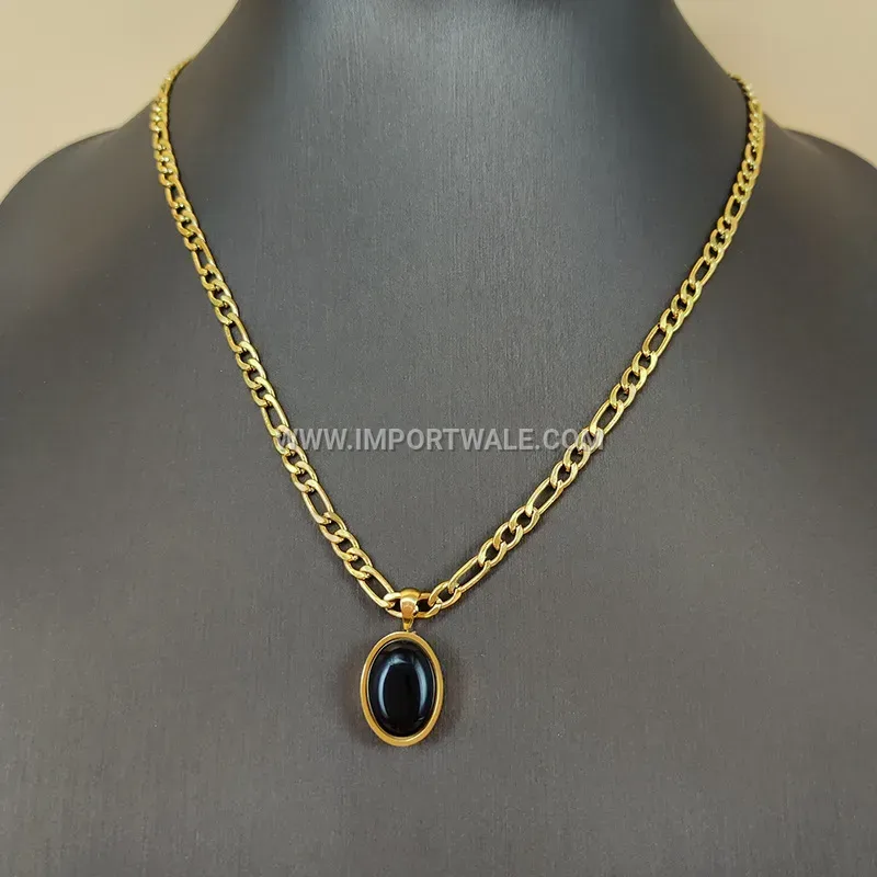 Gold Plated Stainless Steel Crystal Zircon Pendant Necklace