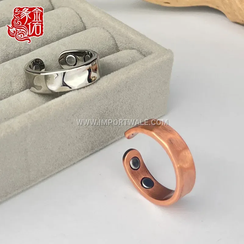 Hammered Pure Copper Quad Magnet Open Ring