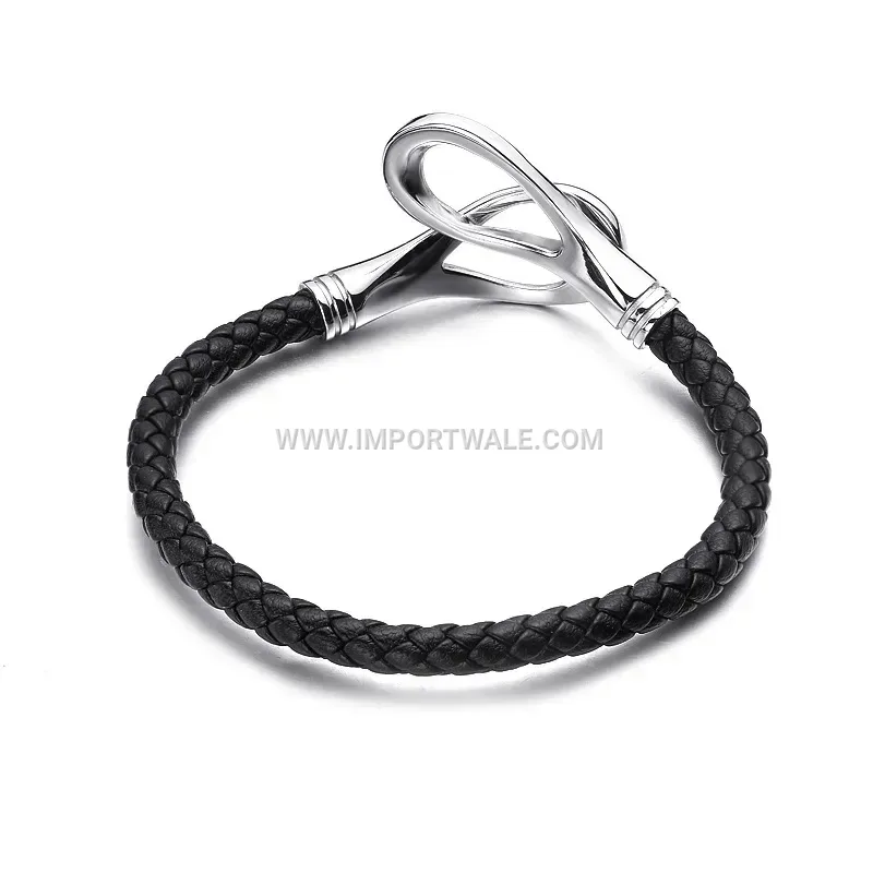 Minimalist Leather Cord Stainless Steel Magnetic Clasp Bracelet