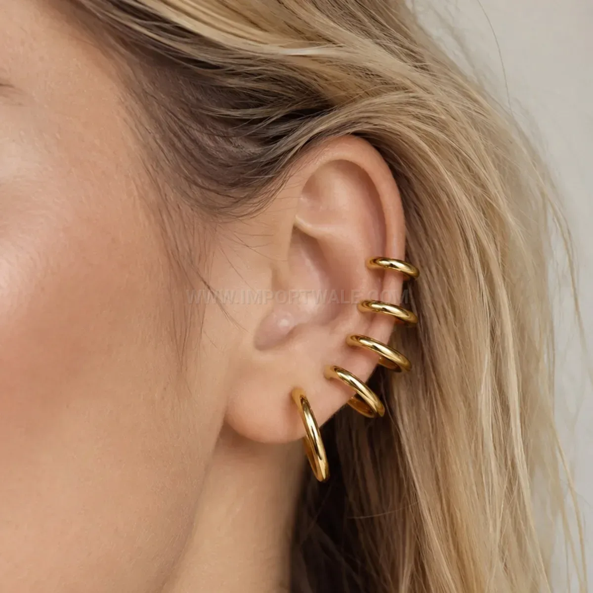 Elegant Multi-Size Plain Round Non-Pierced Ear Cuff Set