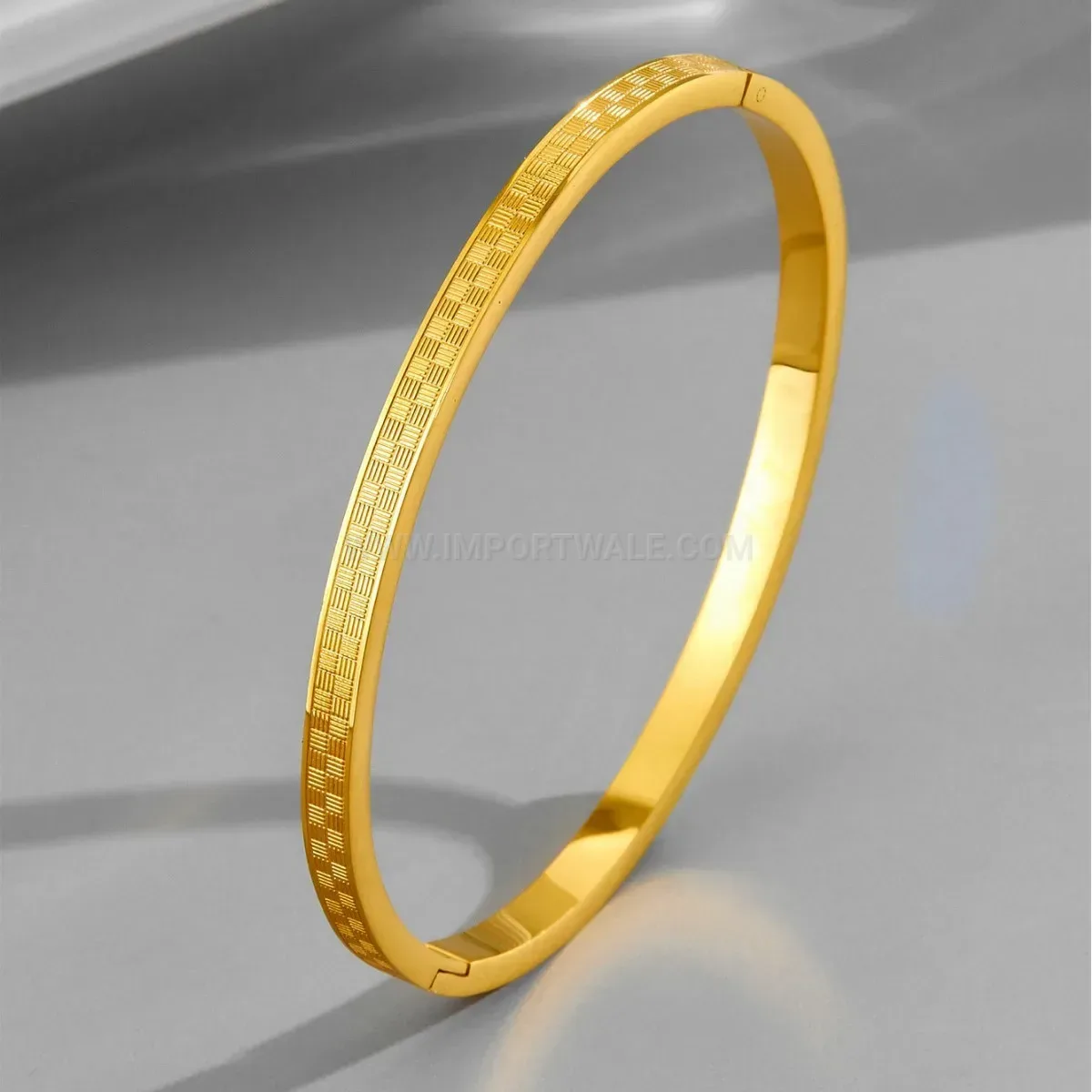 Premium Rhinestone Checkerboard Titanium Steel Bangle Bracelet