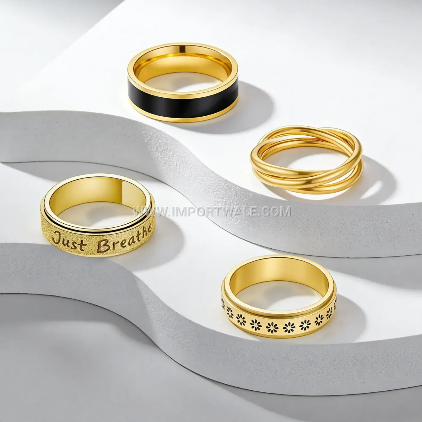 Rotating Celestial Star Motif Stainless Steel Ring