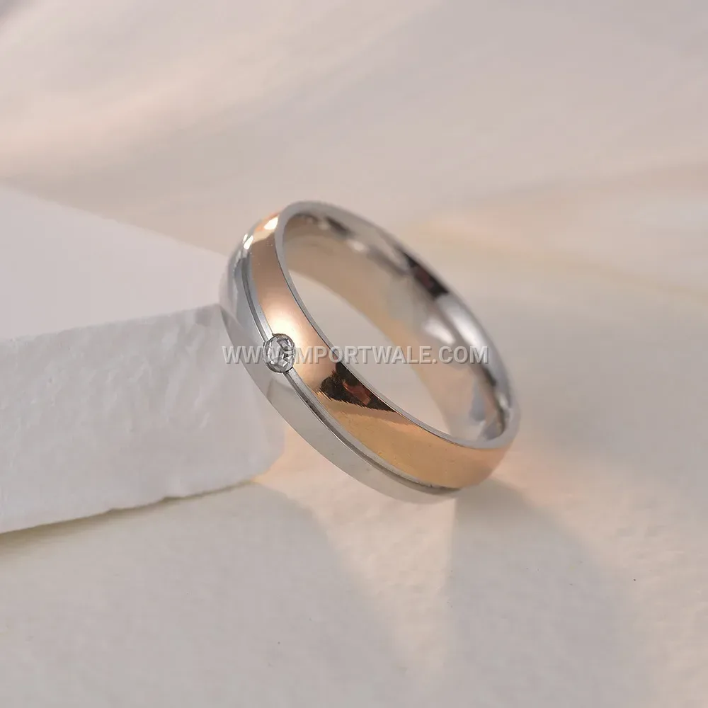 Stainless Steel Diagonal Line Electroplated Couple Ring Set