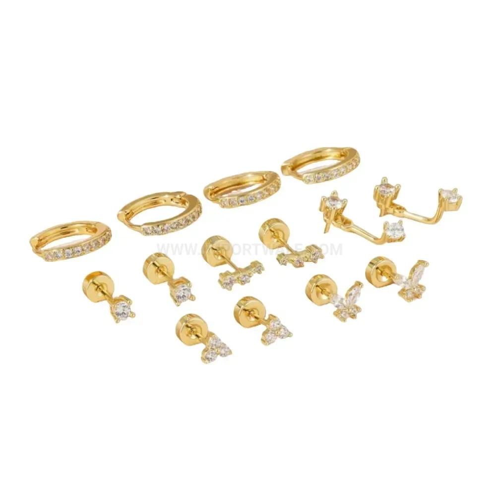 Elegant Constellation Stainless Steel Zircon Flat Back Piercing Set