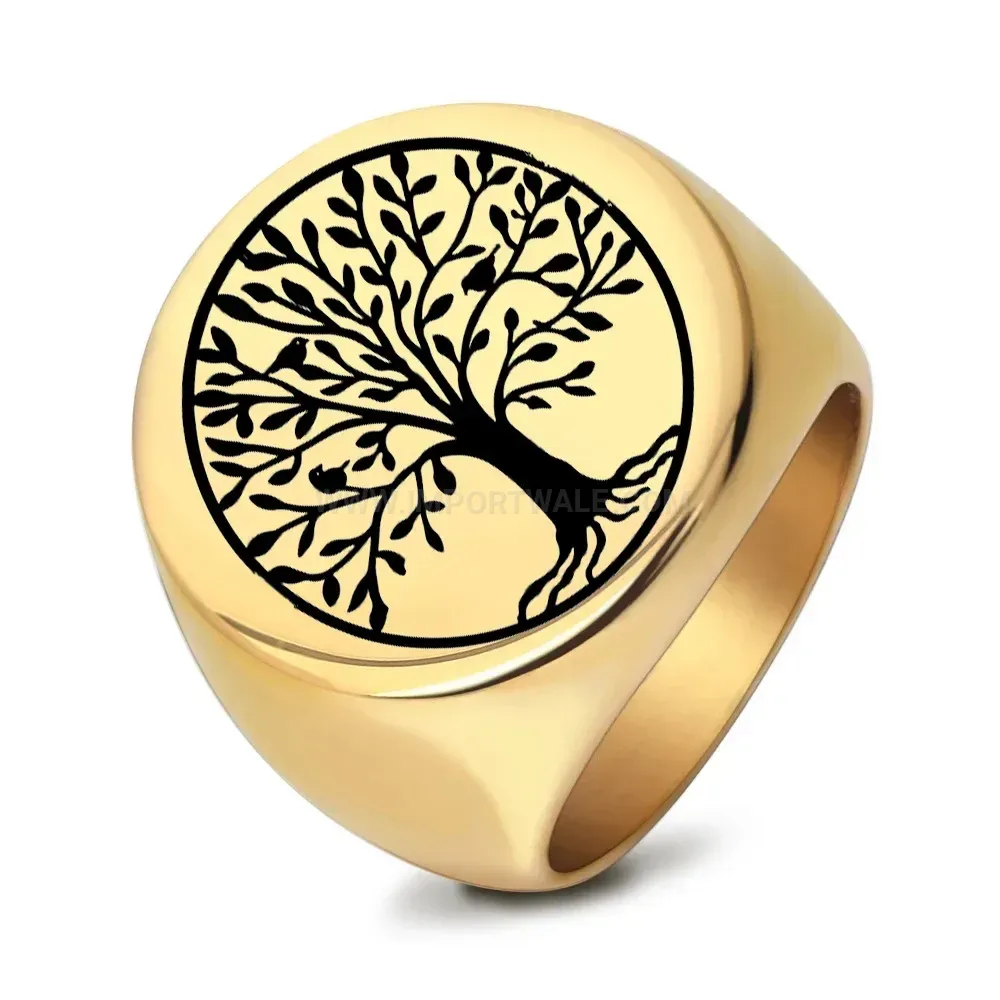 Elegant Tree of Life Stainless Steel Signet Ring
