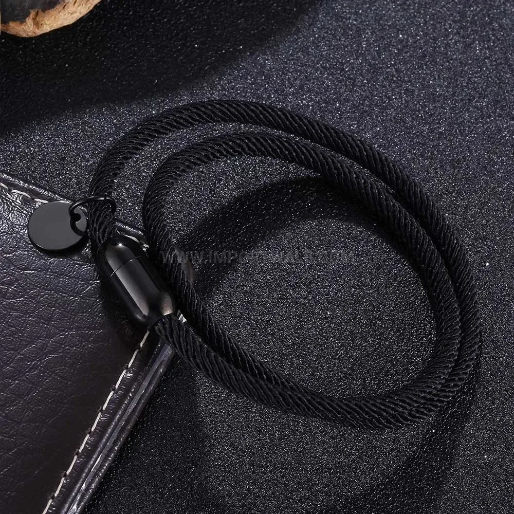 Dual Strand Milan Cord Stainless Steel Magnetic Clasp Bracelet