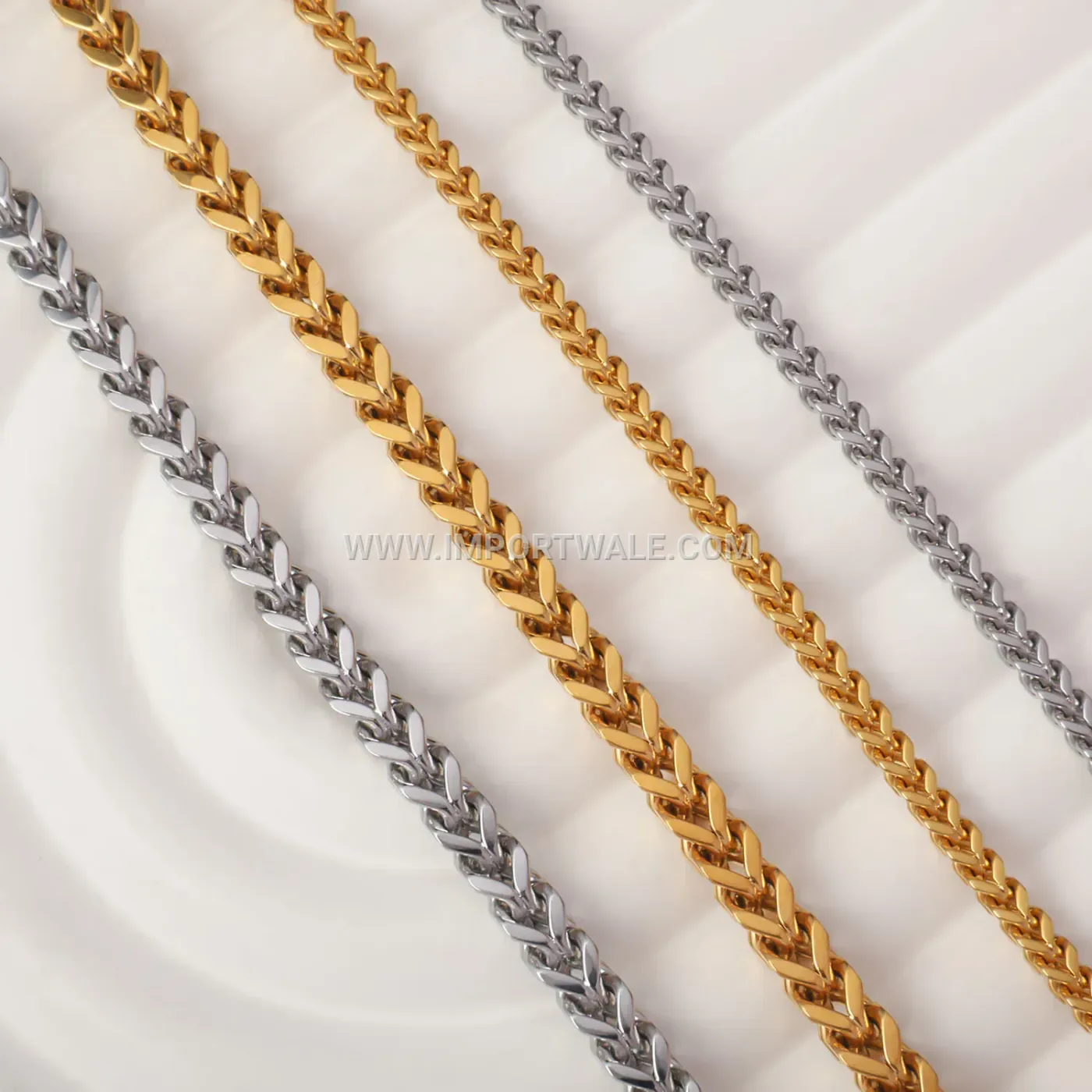Gold Plated Mirror Polished Stainless Steel Franco Chain Necklace