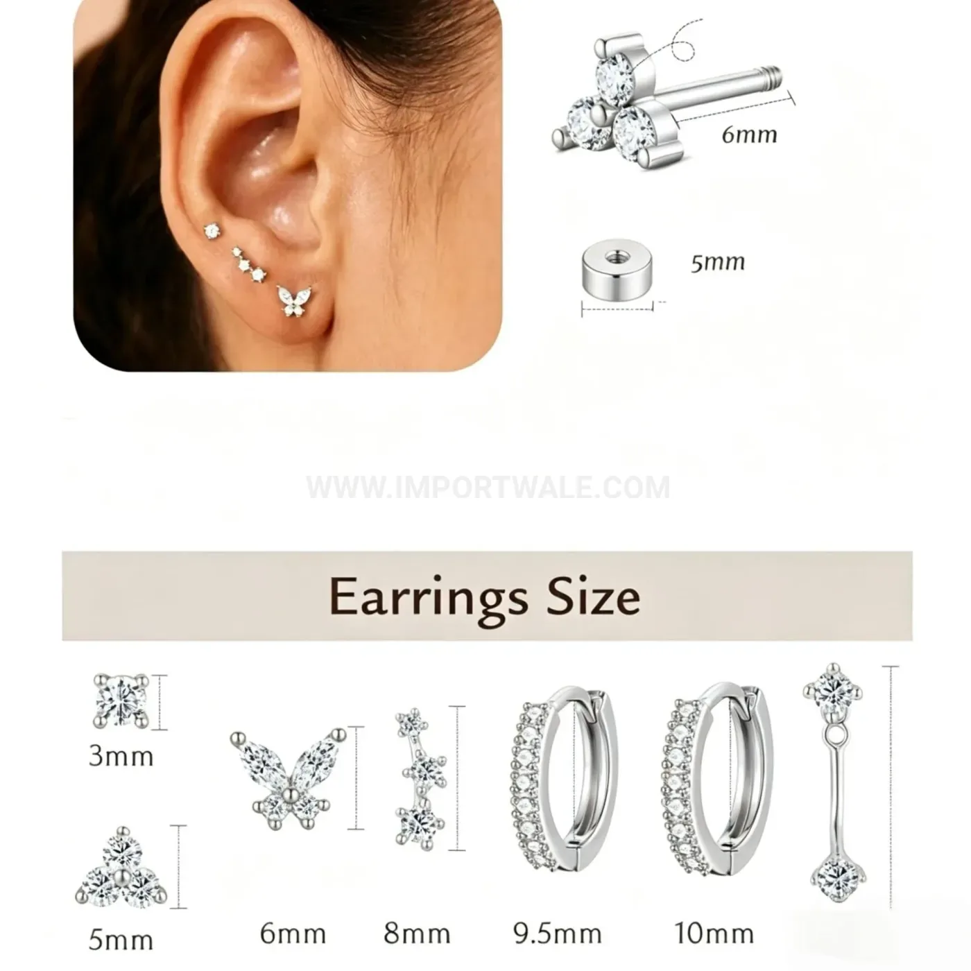 Elegant Constellation Stainless Steel Zircon Flat Back Piercing Set