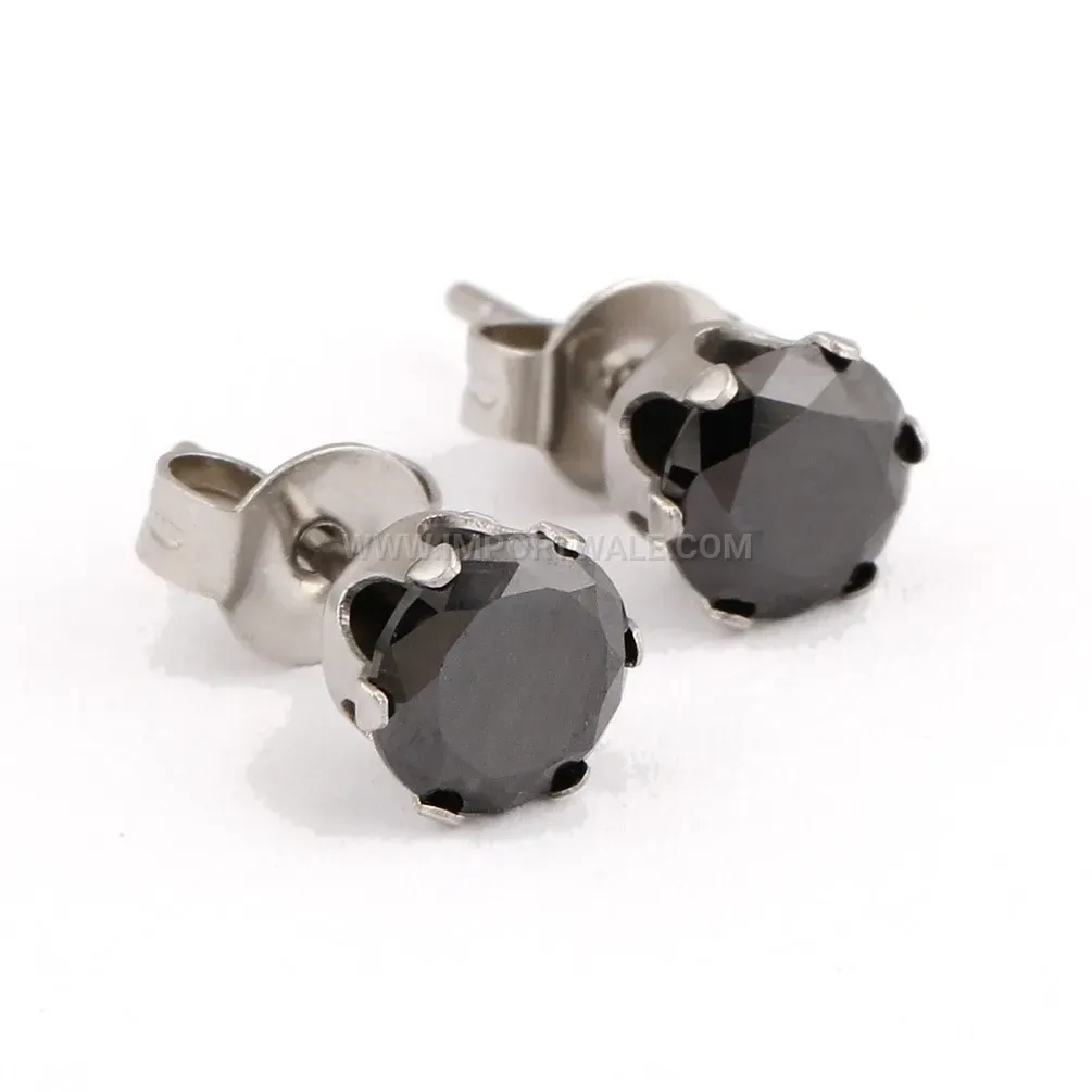 Minimalist Stainless Steel Cubic Zirconia Stud Earrings