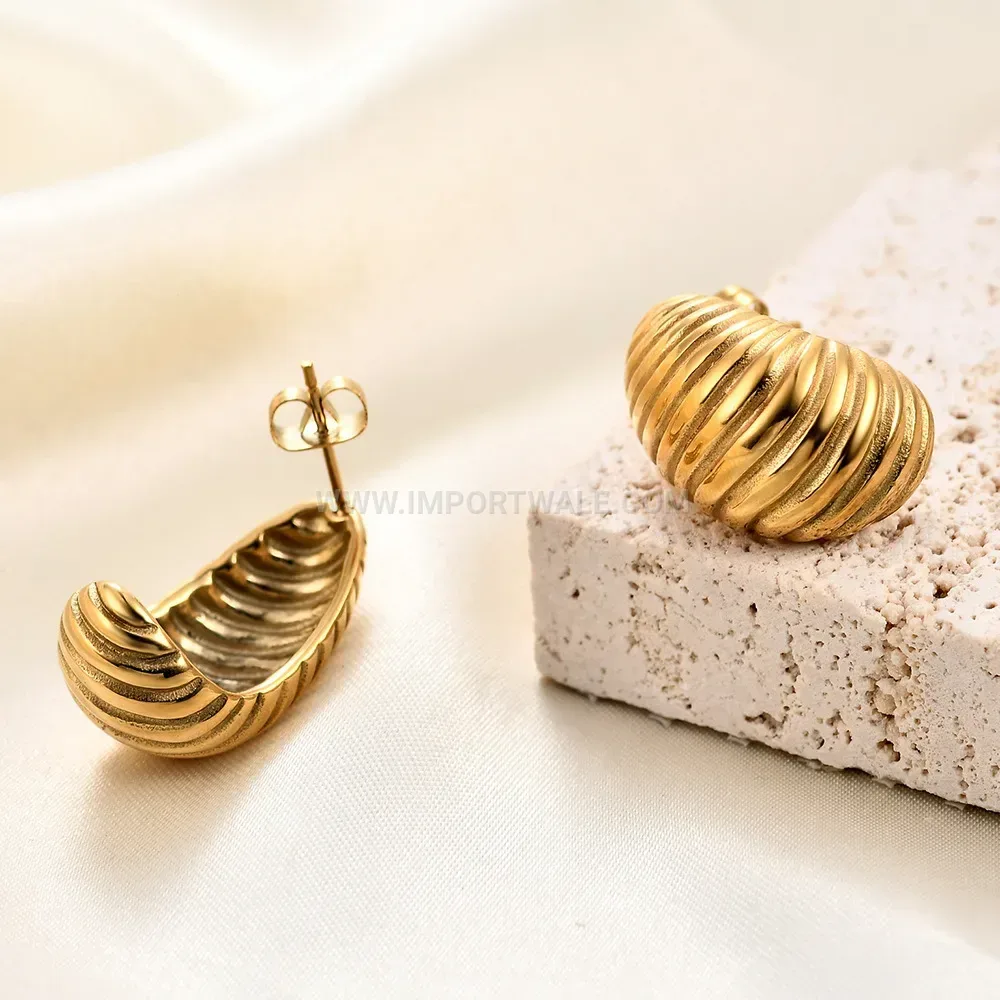Textured Spiral Stainless Steel Stud Earrings