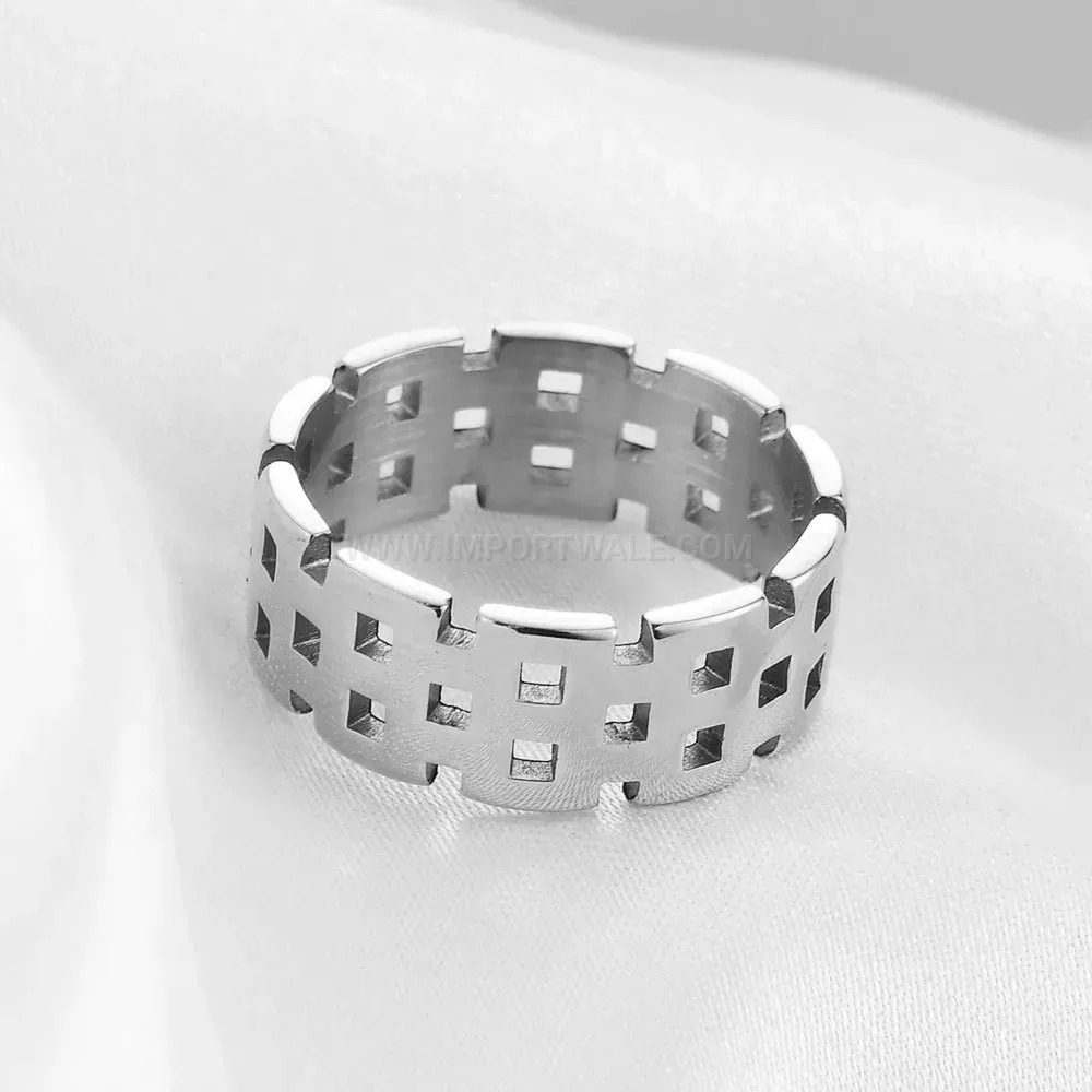 Modern Hollow Watch Strap Style Stainless Steel Band Ring