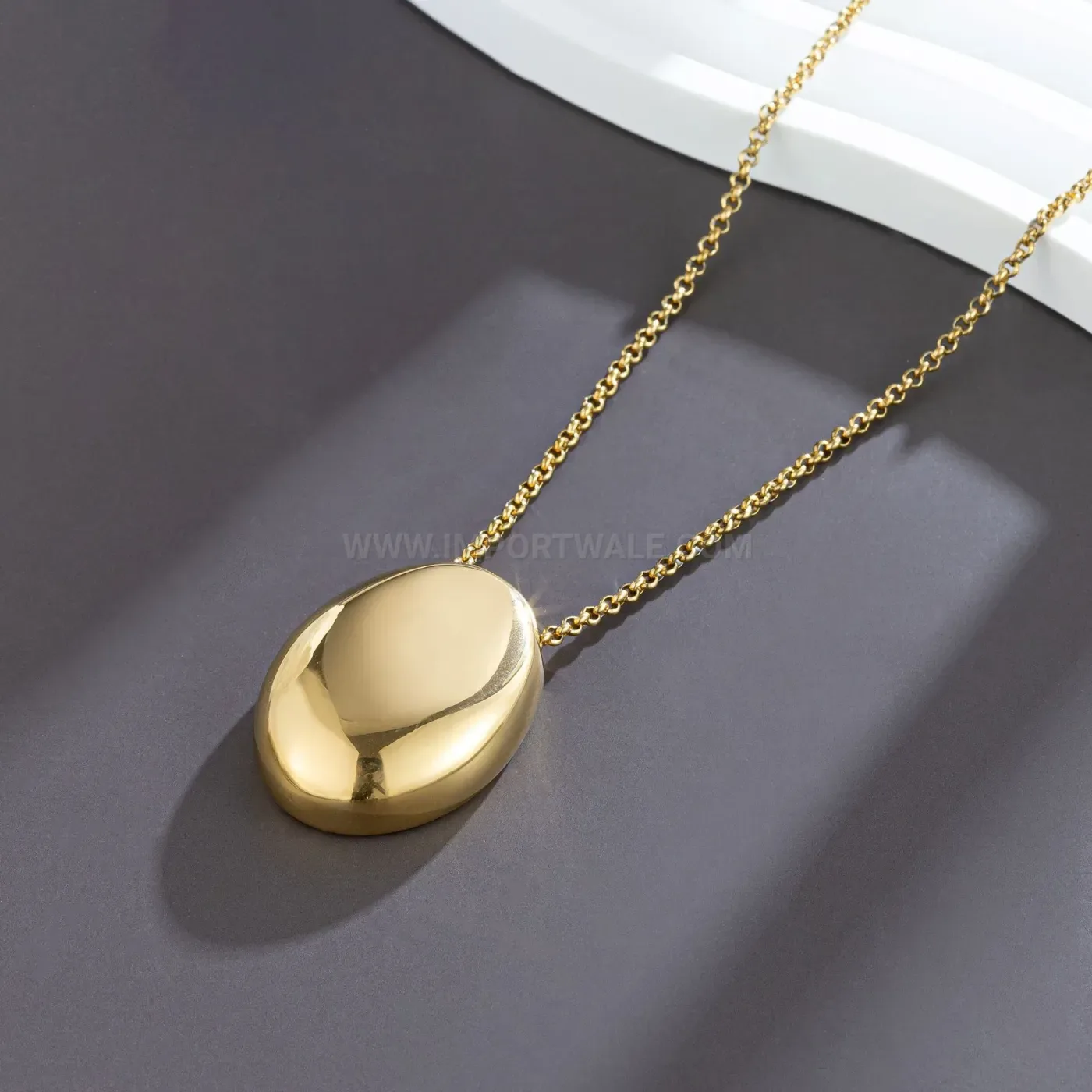 Stylish Minimalist Geometric Teardrop Long Titanium Steel Pendant Necklace
