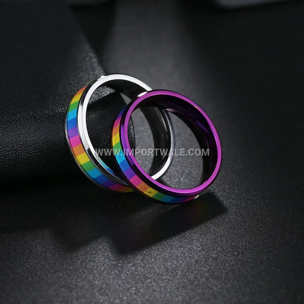 Minimalist Colorful Titanium Steel Band Ring