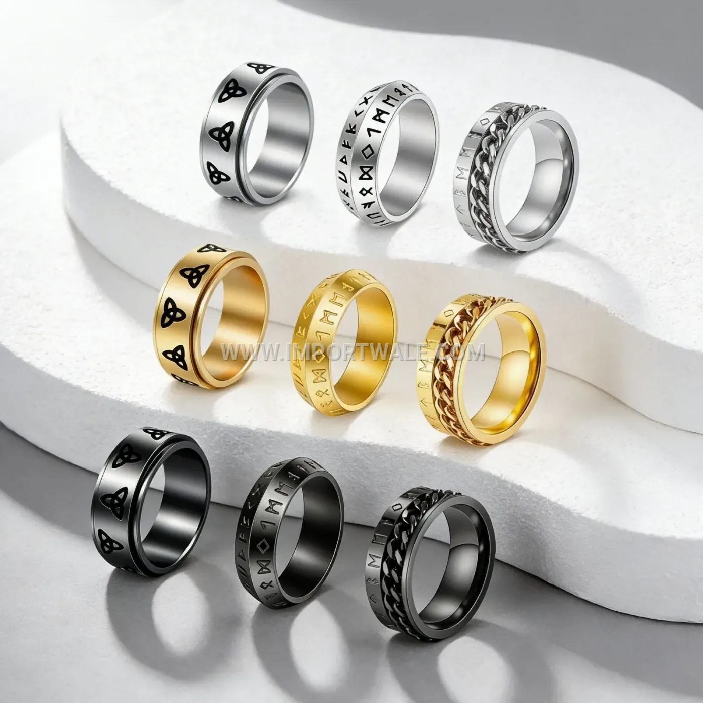 Five-Row Crystal Plated Stainless Steel Statement Ring