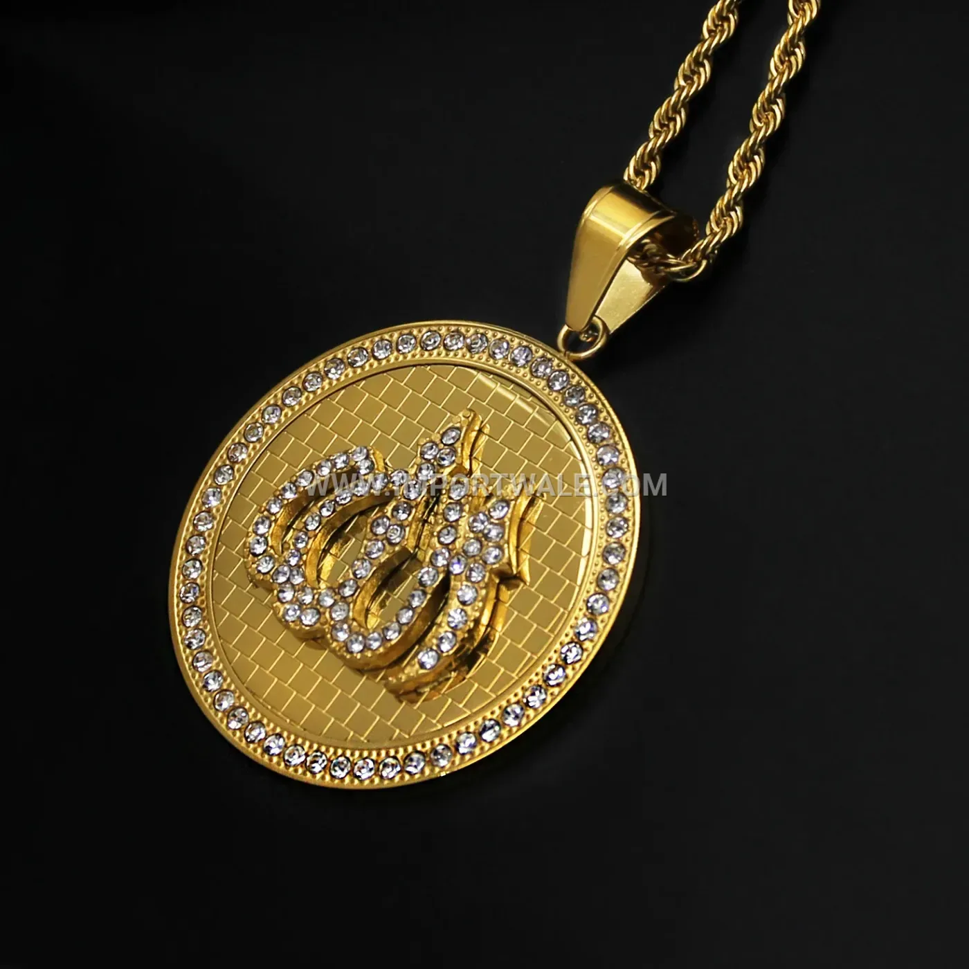 Stainless Steel Hip Hop Style Islamic Allah Pendant Necklace