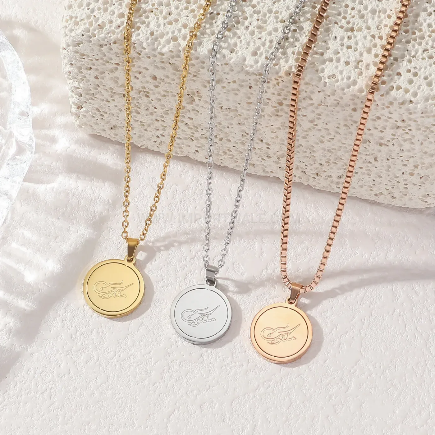 Modern Stainless Steel Calligraphy Arabic Faith Pendant Necklace