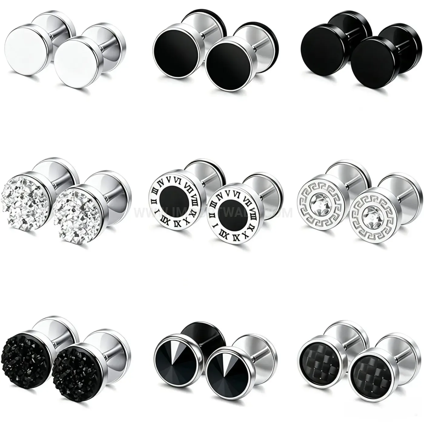 Fashion Stainless Steel Modern Geometric Piercing Ear Cartilage Stud Set