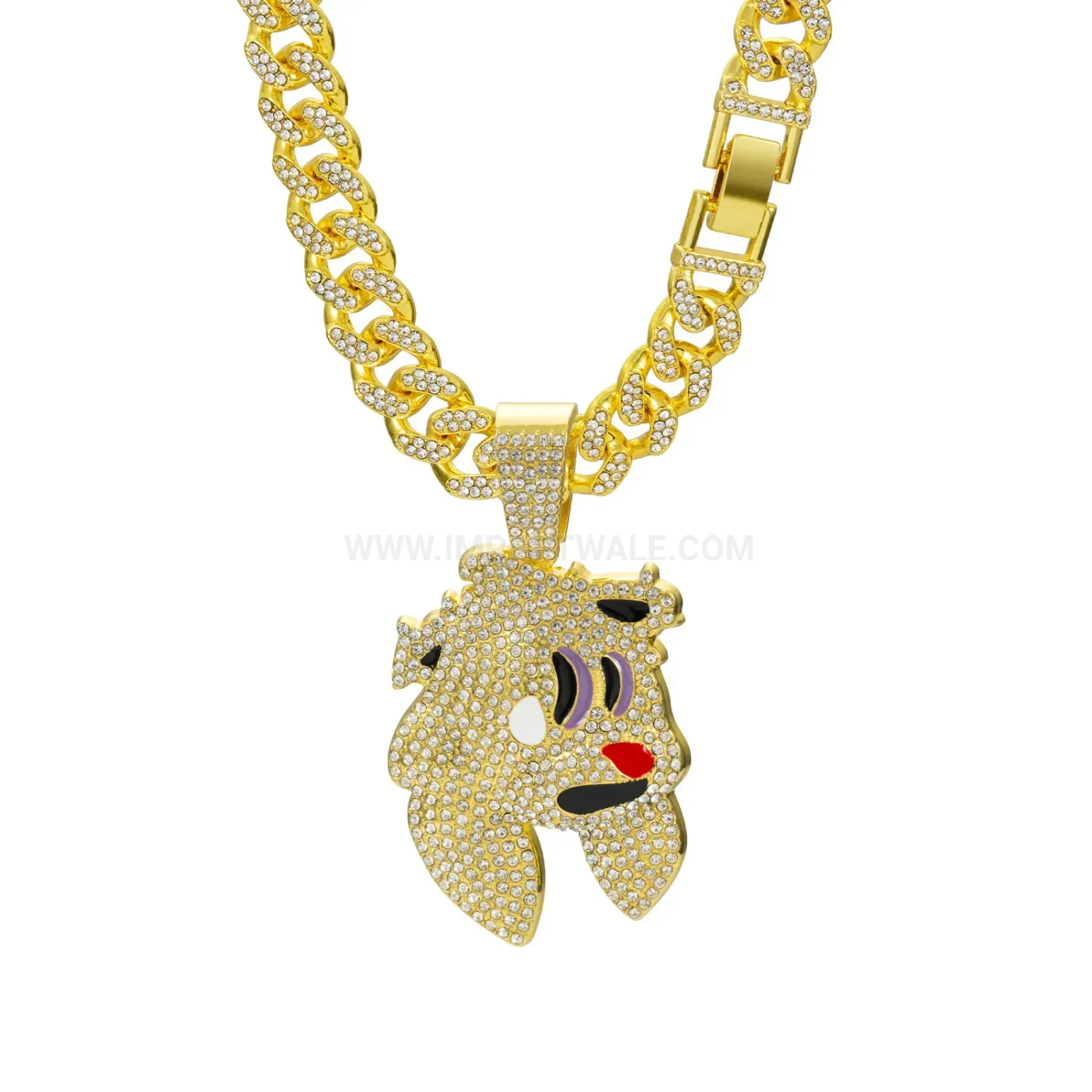 Fashion Zinc Alloy Double-Layer Magic Rabbit Pendant Cuban Chain Necklace