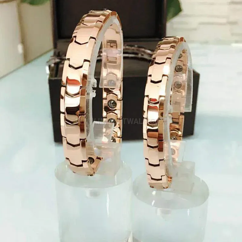 Classic Sleek Titanium Germanium Magnetic Couple Link Bracelet