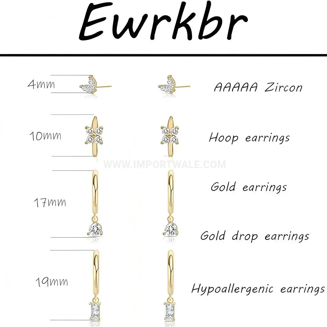 Designer Asymmetric Stainless Steel Zirconia Floral Cartilage Earring Set