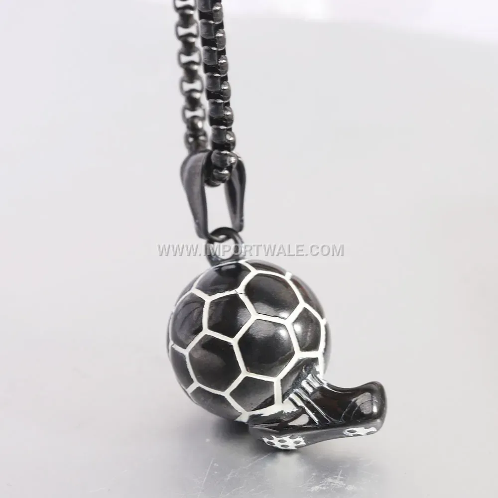 Titanium Steel Soccer Ball Pendant Hip Hop Necklace