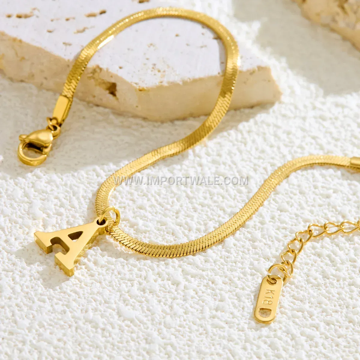 Stainless Steel Initial Letter Charm Premium Anklet Anti Tarnish