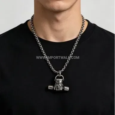Retro Dumbbell Stainless Steel Pendant