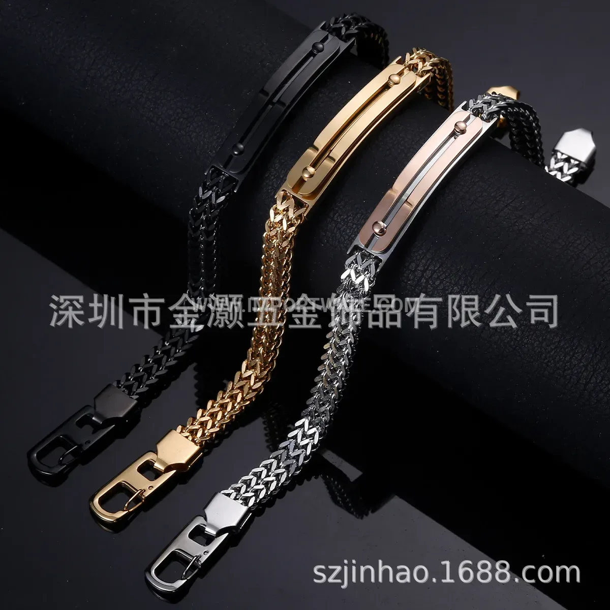Minimalist Lattice Pattern Titanium Steel Link Bracelet