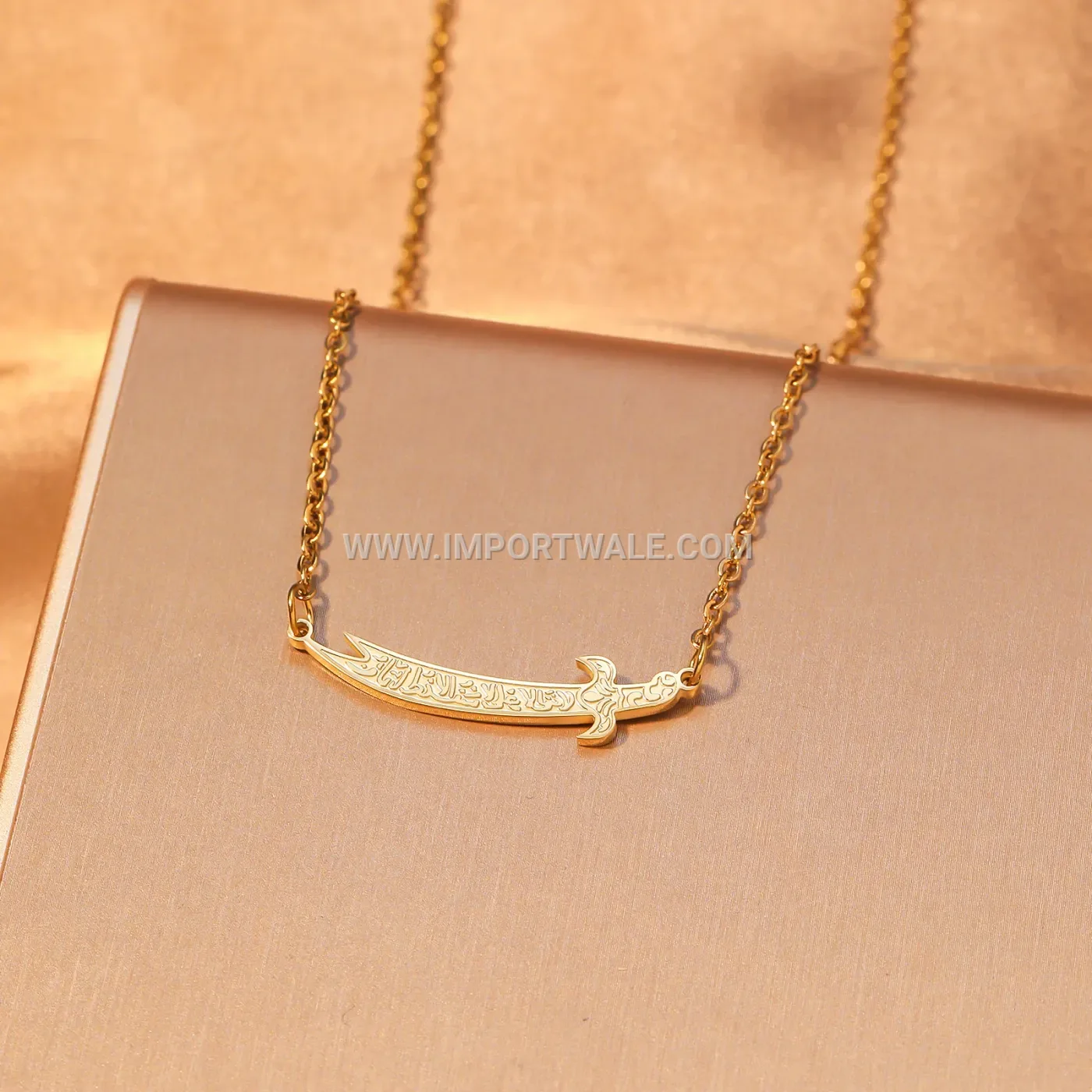 Stainless Steel Islamic Arabic Calligraphy Necklace and Bracelet Jewelry Set