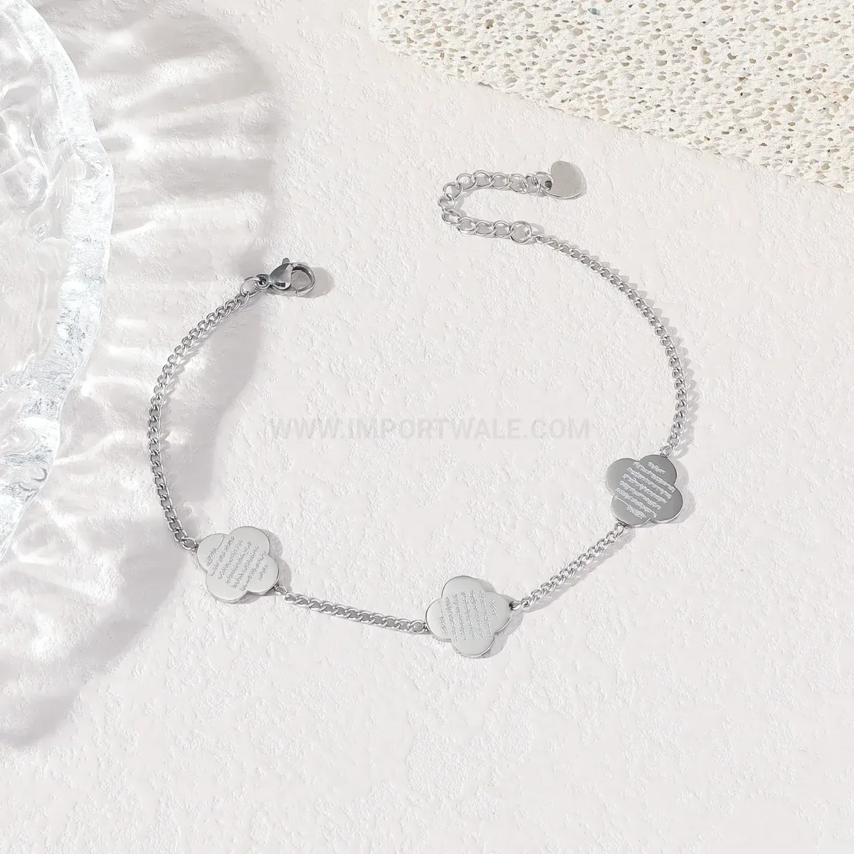 Gold Plated Stainless Steel Ayatal Kursi Clover Islamic Bracelet