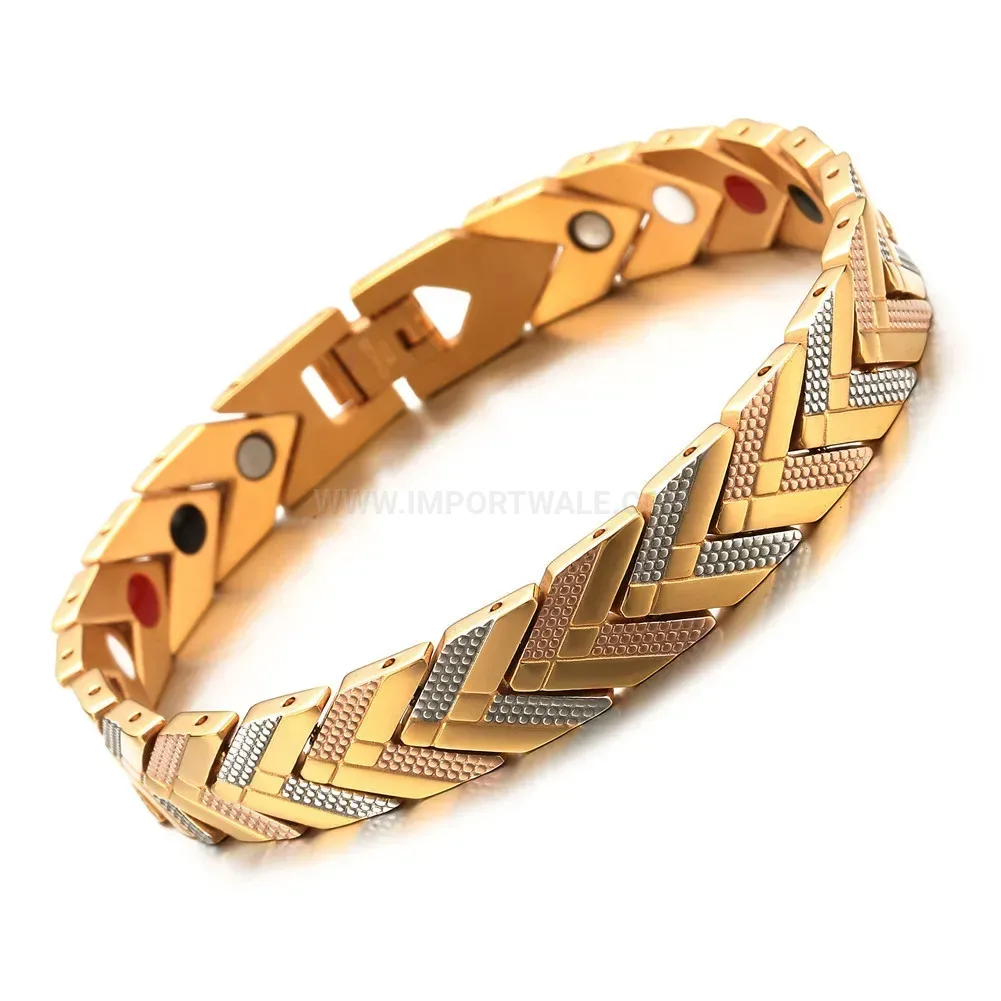 Bold Arrowhead Pattern Titanium Steel Bio Magnetic Bracelet