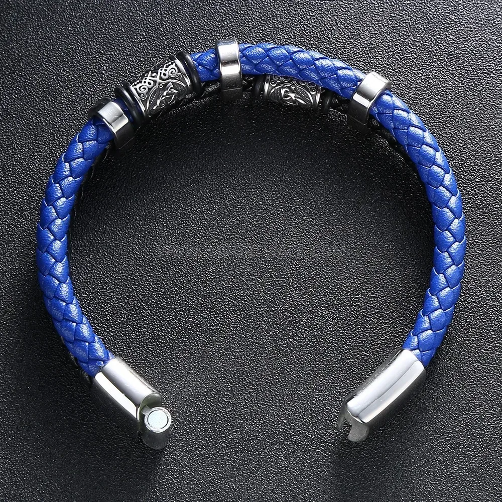 Retro Multilayer Leather Cuff Bracelet with Stainless Steel Hardware